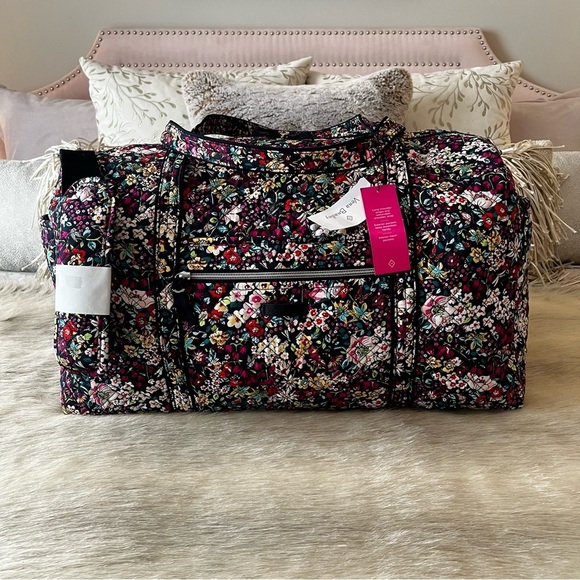 Vera Bradley Handbags - New Modern VERA BRADLEY Itsy Ditsy L Travel Duffle Bag Bandolier Purple Floral